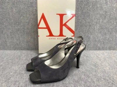 Women's Solid Sling Back Suede Heels by Anne Klein Size 8 Black - image 1 of 4