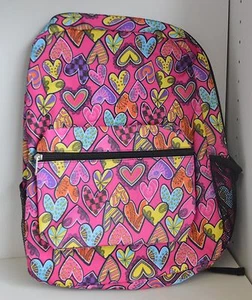 School Back Pack BackPack HEARTS Sign Pink BLUE Purple Zipper Pouch CARRY - Picture 1 of 2