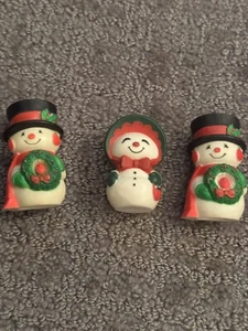 Hallmark Christmas Merry Miniatures Mr & Mrs Schneemann Figur Vintage 70er 3er Set - Bild 1 von 18