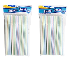 2Packs 300 PC Disposable Drinking Party Bendable Plastic Straws Assorted Color - Picture 1 of 2