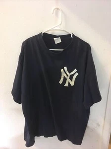 Majestic NY Yankees Mickey Mantle Shirt 2XL XXL Blue White #7 Vtg Rare MLB - Picture 1 of 4