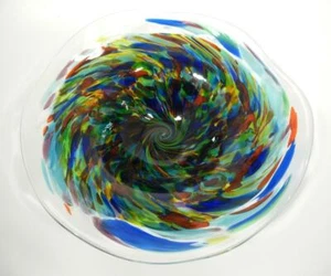 HAND BLOWN GLASS ART PLATTER WALL/TABLE, DIRWOOD END OF DAY GLASS, n3484 - Picture 1 of 5