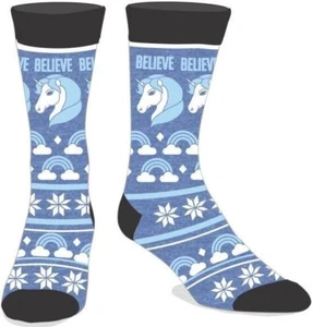 Bioworld Hombres Calcetines Crew Unicornio Feo Navidad Suéter Creer Talla 10-13 - Imagen 1 de 2