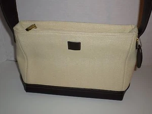 Bonito bolso de hombro Stone Mountain para mujer de lona de lino con detalles de cuero marrón - Imagen 1 de 7