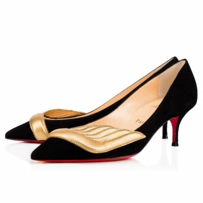 Christian Louboutin Miss Mars 55 Tacones de Gamuza Terciopelo Negro Z1989 Talla 38.5 Foto 1 de 2