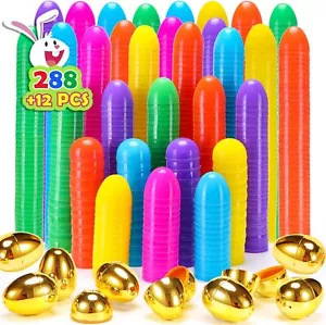 NEWBEA 300 Easter Eggs -2.36" Bright Colors Plastic Easter Eggs Empty Include 12 - Picture 1 of 5