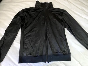 American Apparel Windbreaker Jacket Women's Unisex Black Shinny Zip Up M - Picture 1 of 16