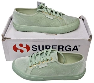 SUPERGA Velvetchenillew Tenis Clásicos Entrenadores Zapatos Bajos con Cordones Verde Reino Unido 5.5 - Imagen 1 de 9
