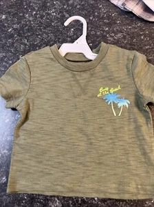 Okie Dokie Tee Shirt Green Size 12 Months Boy Short Sleeve Crew Neck 100% Cotton - Picture 1 of 4