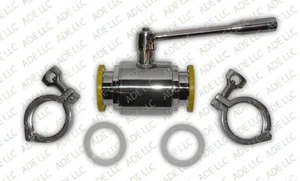 2" Ball Valve Kit with Silicone Gaskets and Tri Clamps for Moonshine Stills - Imagen 1 de 1