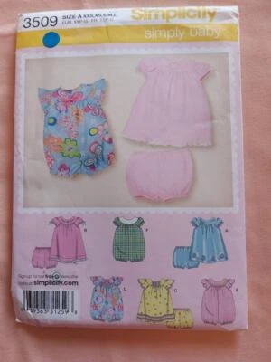 Simplicity 3509 Baby's Dress, Panties & Romper Pattern Size 7-24 Pounds - Image 1 of 2