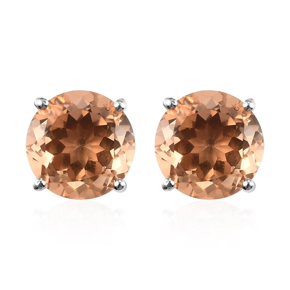 9.85tw Imperial Quartz Solitaire Studs Platinum Plated Sterling Silver - Image 1 of 4