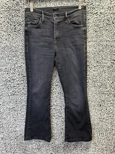 MOTHER The Weekender Women Jeans 27 Black Mid Rise Flare In Deep End USA Denim - Picture 1 of 11