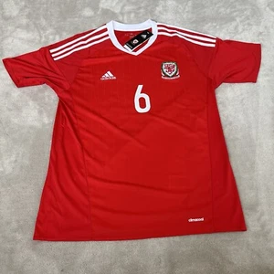 Adidas Wales Football Shirt Men’s Large Red 2016-17 Ashley Williams #6 NWT - Picture 1 of 12
