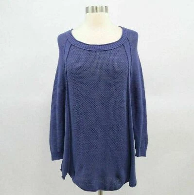 Свитер пуловер женский Michael Stars M/L вязаный синий круглый хлопок - Изображение 1 из 4