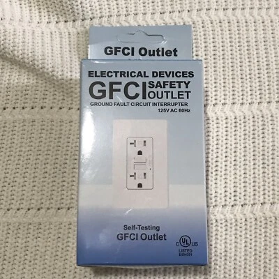 GFCI safety outlet 125v 60hz Ground Fault Circuit Interrupter | Self Testing - Image 1 of 4