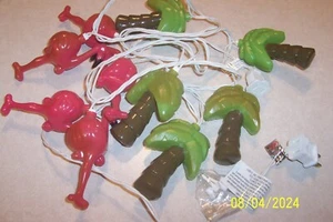 New Plastic Flamingo & Palm Trees, String of 10 Lights Party, Camper, RV, Patio - Picture 1 of 8