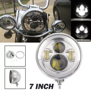 7 inch LED Headlight + Housing Bucket for Yamaha V-Star 650 1100 Motorcycle Bike - Picture 1 of 12