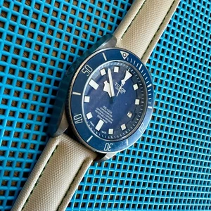 High Quality TAN/BEIGE Real Sailcloth Waterproof Watch Strap GREEN Stitch - Picture 1 of 5