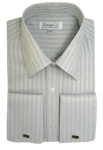 New Men's Stylist French Cuff Tone on Tone Stripe Dress Shirt Long Sleeve SG29 - Picture 1 of 10