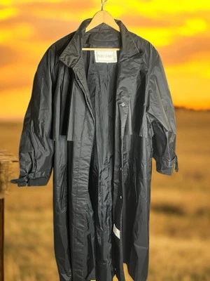 Fleet Street Long Black Raincoat – XL - Image 1 of 4