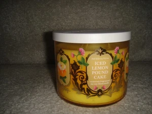 BATH & BODY WORKS 3 WICK CANDLE W/LID in "ICED LEMON POUND CAKE" YUMMY SCENT. - Picture 1 of 3