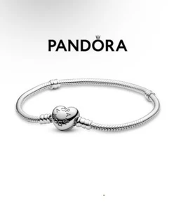 New Genuine Authentic Pandora Classic Silver Heart Clasp Bracelet 590719-17cms - Picture 1 of 4