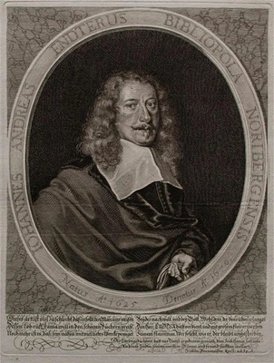 Porträt Johann Andreas Endter Nürnberg Bartholomäus Kilian Kupferstich 17 Jh. - Bild 1 von 2