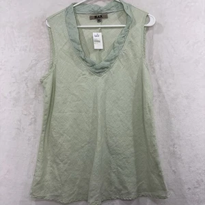 FLAX Linen Tank Top Tunic M Sage Green Beach Boho Lagenlook Cottagecore NEW - Picture 1 of 11