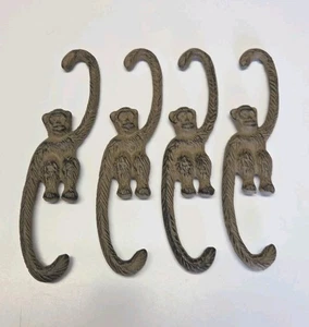 Vintage Solid Brass Figurine Long Arm Swinging Monkey Set Of 4  - Picture 1 of 5
