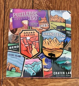 Puzzlebug Deluxe *National Park Stickers* 350 piece Jigsaw Puzzle 20x12 - NEW! - Picture 1 of 3
