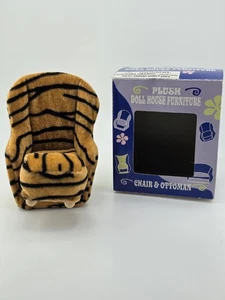 Vintage Plüsch Puppenhaus Möbel Tiger Streifen Stuhl & osmanischer Dollar Baum - Bild 1 von 5