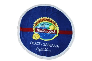 "Toalla de playa Dolce & Gabbana azul claro italiana ralladura mantel 47"" redonda NUEVA-SU" - Imagen 1 de 6