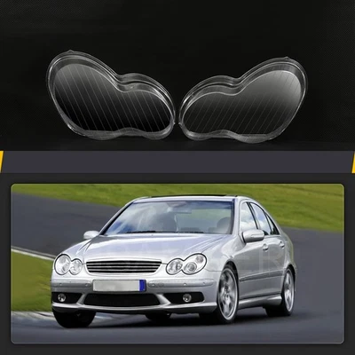 Pair Headlight Headlamp Lens Cover Fit For Mercedes-Benz C Class W203 2001-2007 - Image 1 of 4