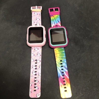 Juego de reloj inteligente iTech Junior para niños - Tiedye y unicornio arco iris�� Ambos funcionando�� Foto 1 de 4