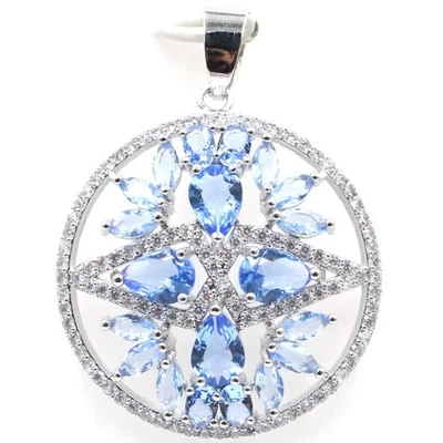 Colgante de plata SheCrown romántico violeta tanzanita blanca circonita cúbica fiesta para mujer Foto 1 de 2