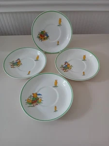 Adderley "Beatrix Potter Style" Animated Photos Fine Bone Four (4) Saucers - Picture 1 of 8