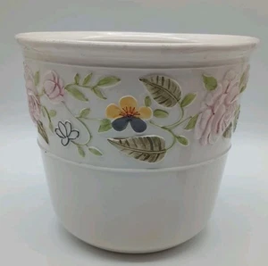 Bassano of Italy Flower Pot Planter Ceramic Floral Roses Viola - Picture 1 of 8