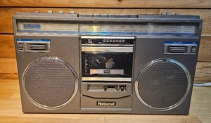 National RX-5105 Radio Cassette Player Recorder Boombox Retro Silver Japan - Picture 1 of 2