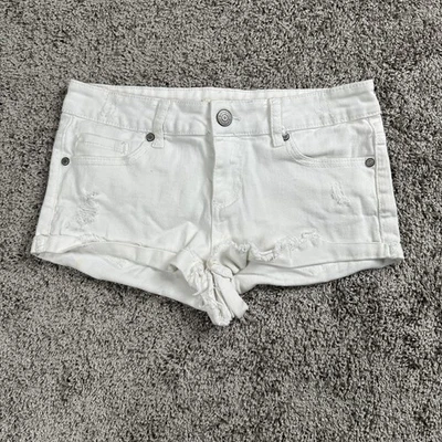 Shorts de asfalto azul vintage juniores 5 selo molhado corte desgastado Y2K festival coquette - Imagem 1 de 4