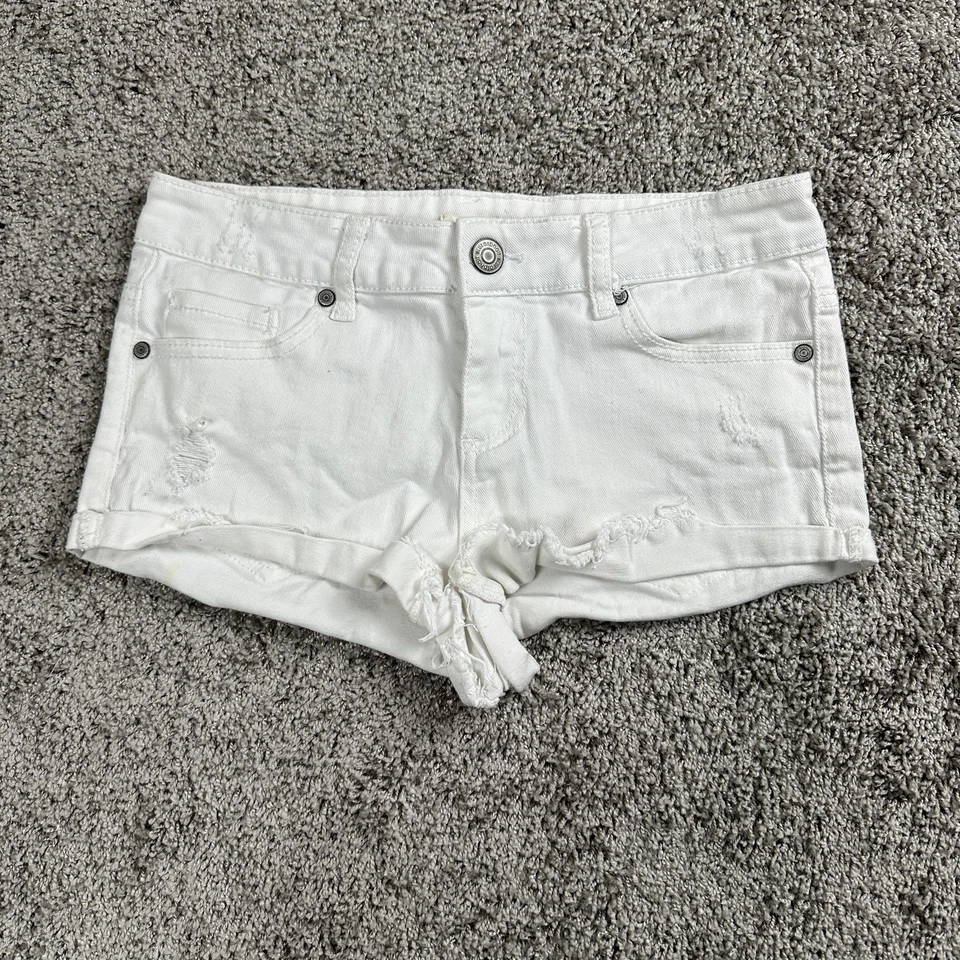 Pantalones Cortos De Colección Azul Asfalto Juniors 5 Sello Húmedo Corte Deshilachado Y2K Festival Coquette Foto 1 de 4