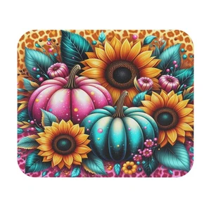 Vibrant Floral Pumpkin Mouse Pad, Autumn Lovers, Halloween & Thanksgiving - Picture 1 of 5