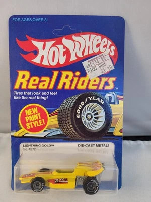 1983 HOT WHEELS REAL RIDERS LIGHTNING GOLD #4372 GYG YELLOW MOC W/PROTECT PAC - Image 1 of 4