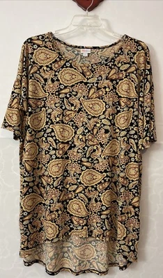 Blusa de manga corta estilo túnica estampado cachemir negra XL Lularoe para mujer! A4998 Foto 1 de 4