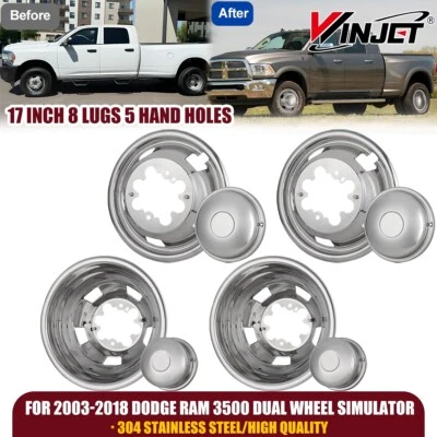 Se adapta a Dodge Ram 3500 2003-18 cromo 17" doble rueda simuladores forros forros dobles Foto 1 de 4