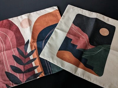 Fundas de almohada decorativas estilo suroeste (juego de 2) negras, verdes, oxidadas, naranja Foto 1 de 4