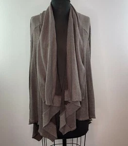 AG ADRIANO GOLDSCHMIED Brown Rib Drape Open Front Cardigan Sweater Top S Small - Picture 1 of 5