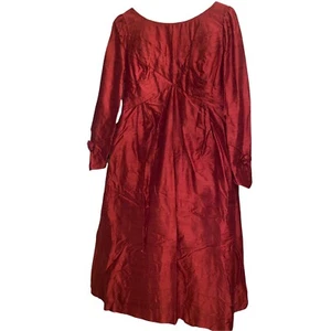 Vintage Size 12 Red Raw Silk Dress Ballgown Prom Party Buttons Bow Womens - Picture 1 of 12