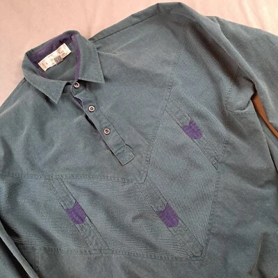 Vtg 80s Colin Spykes Long Sleeve Pullover Texture Shirt Jacket Polo Mens Large - Image 1 of 4