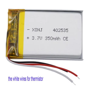 3.7V 350mAh 1.29Wh NTC Thermistor 3 Wires Li Lipo Battery 402535 For GPS DashCam - Picture 1 of 8